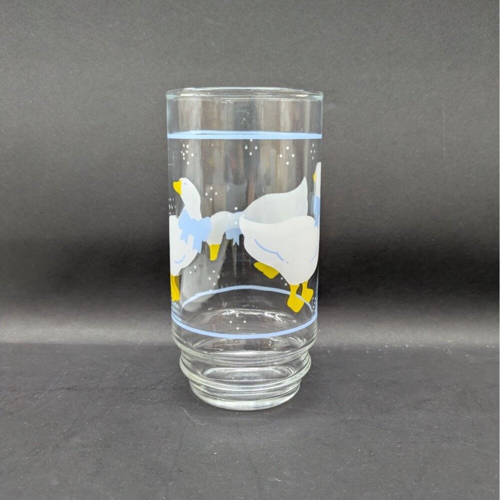 Libbey Country Goose Duck Glass Tumbler Blue Bow Ribbon Print Farmhouse - Picture 14 of 16